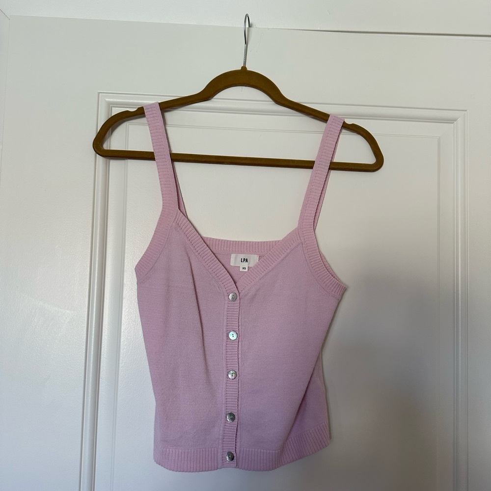 LPA Lilac Sweater Cami Iridescent Button Down Top size XS